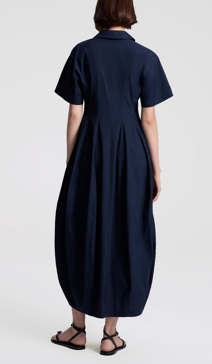 Della stretch cotton midi dress evening blue
