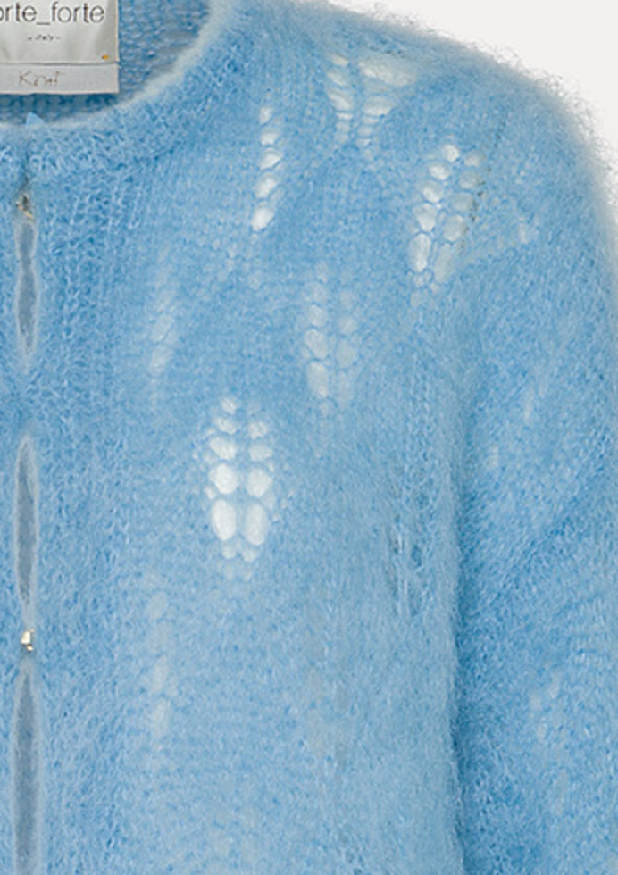 brushed mohair lace cardigan ciel sky blue