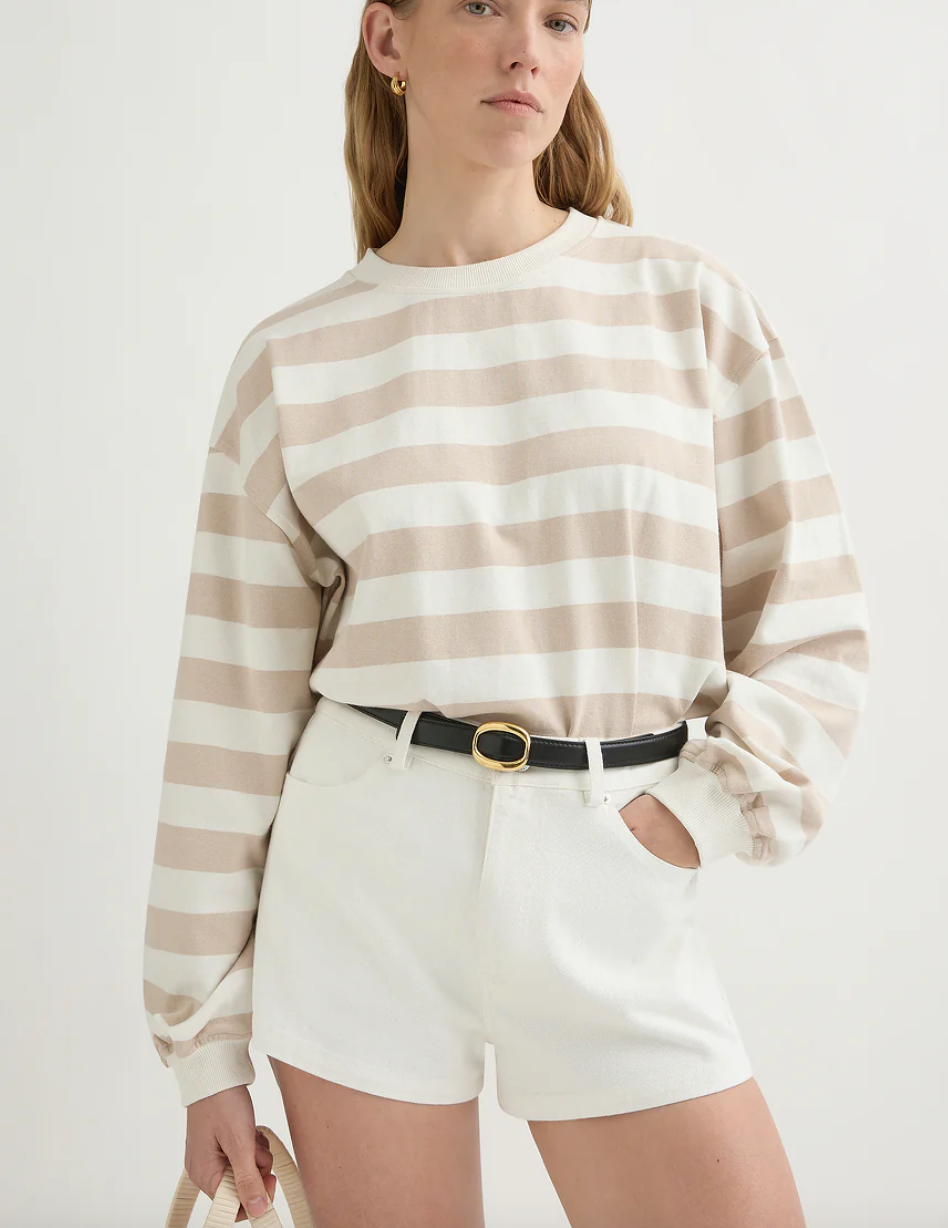 hugo jumper beige ivory stripe