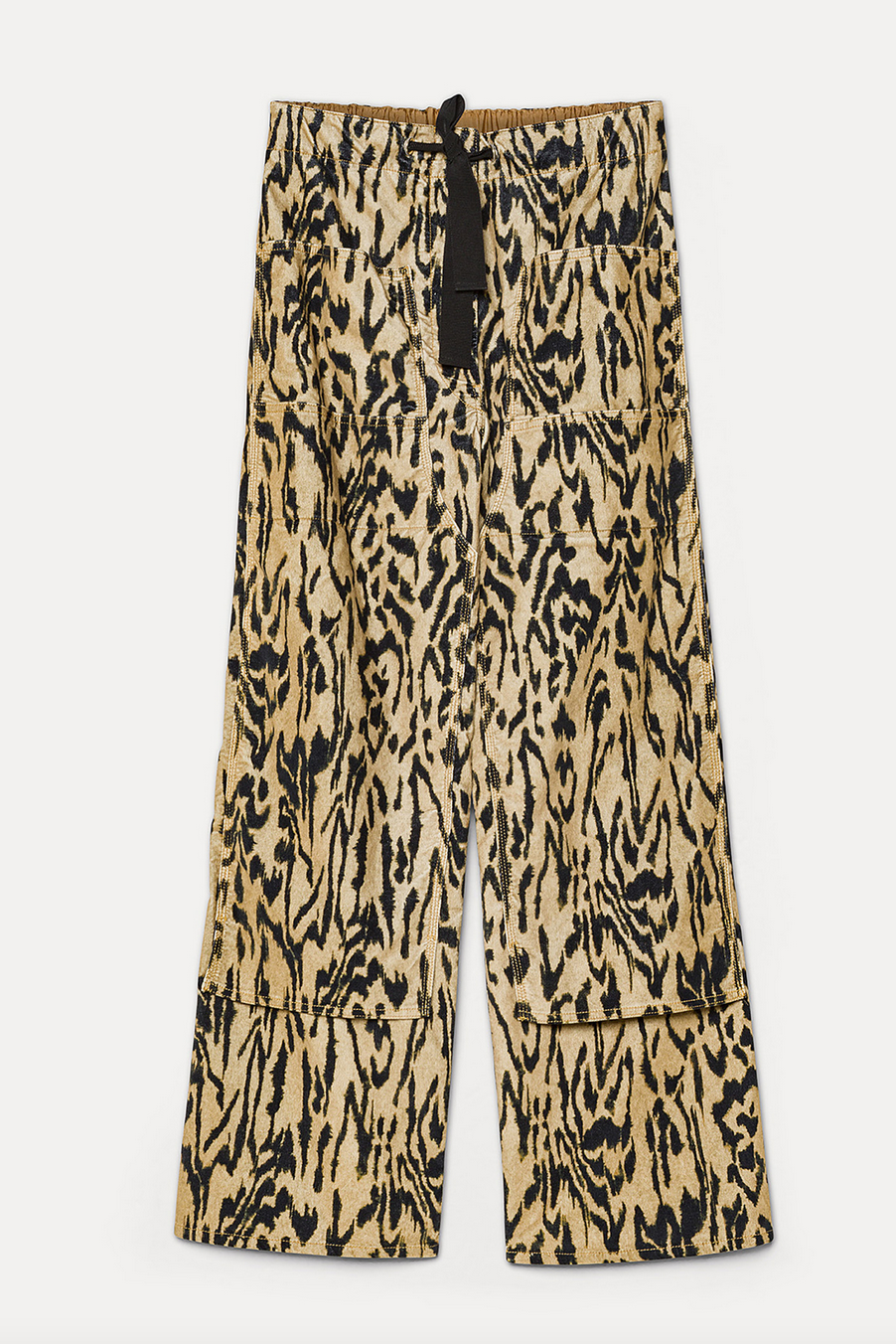 cargo trousers in cotton velvet with moire print honey