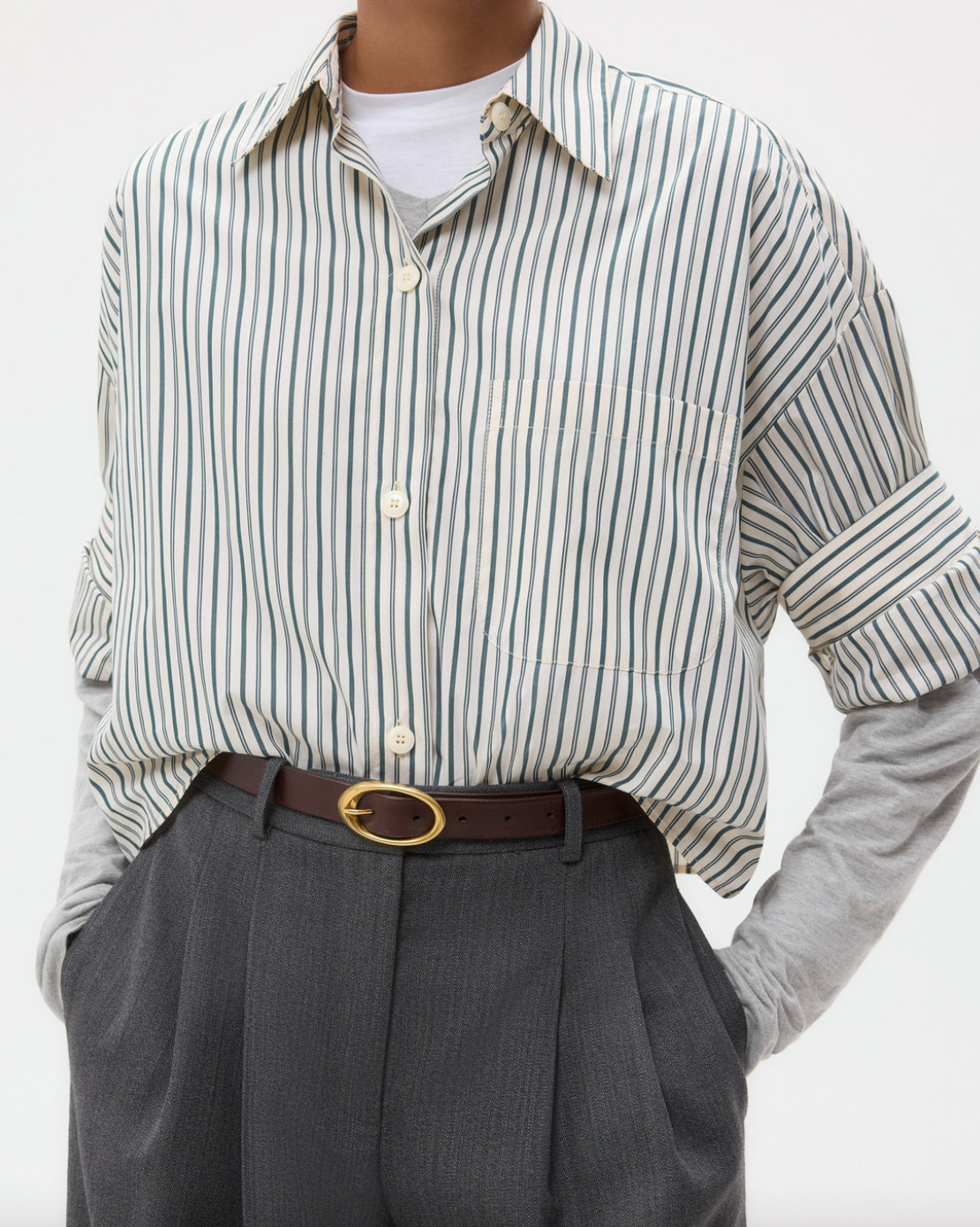 next ex shirt in dancing striped cotton shirting ivory cilantro
