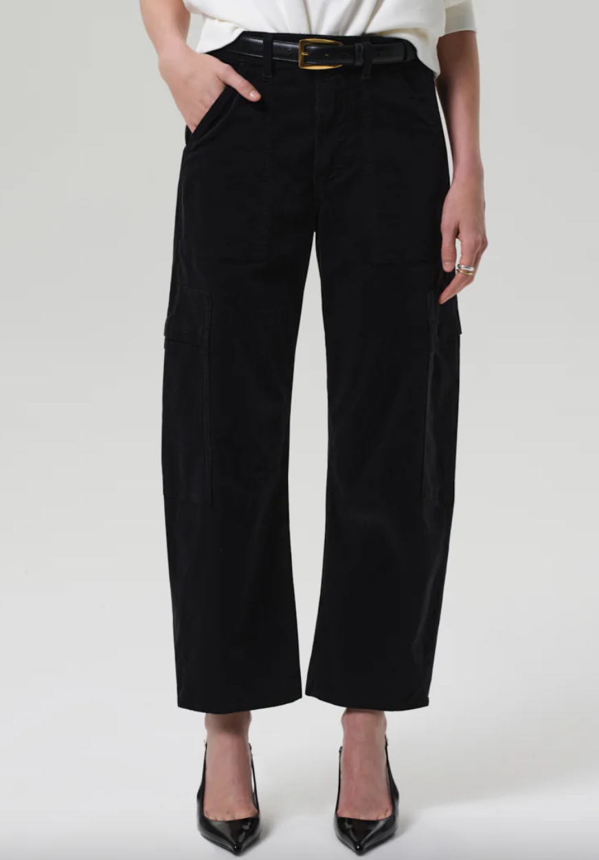 marcelle low slung easy cargo corduroy charcoal