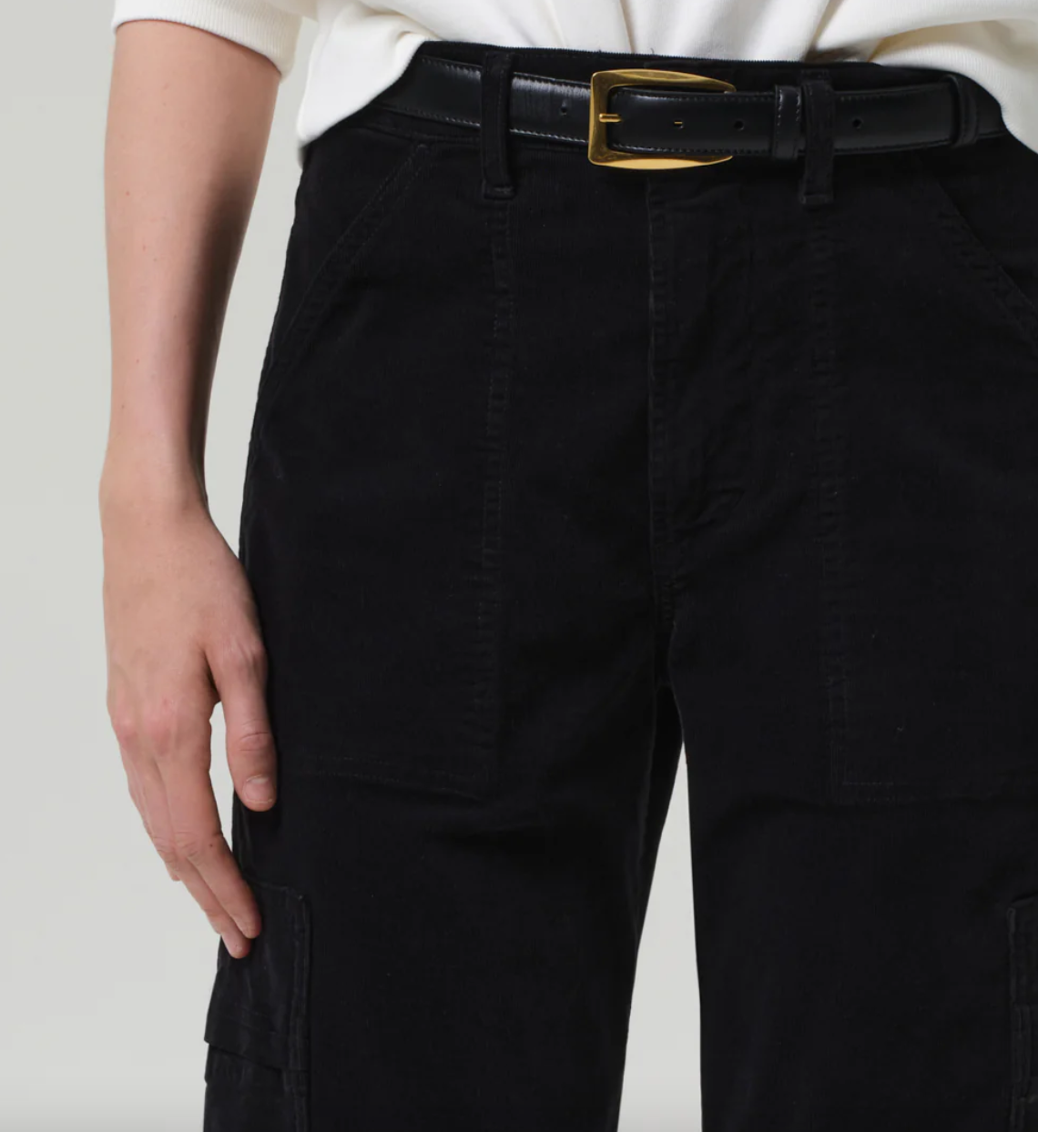 marcelle low slung easy cargo corduroy charcoal