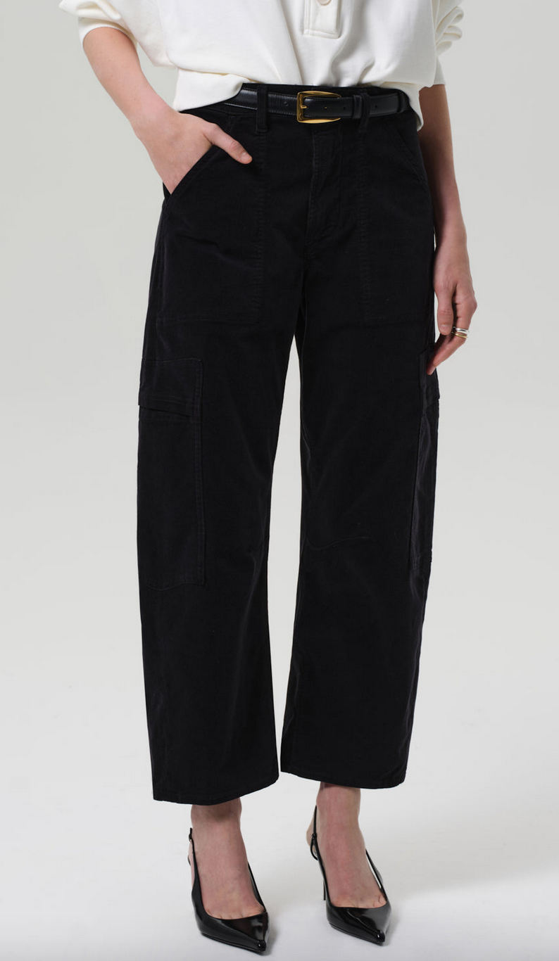 marcelle low slung easy cargo corduroy charcoal
