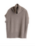Mock pullover cashmere sleeveless elephant gray