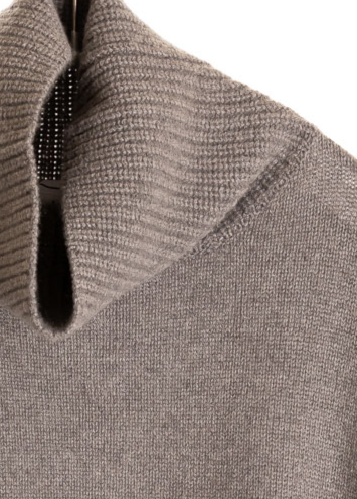 Mock pullover cashmere sleeveless elephant gray