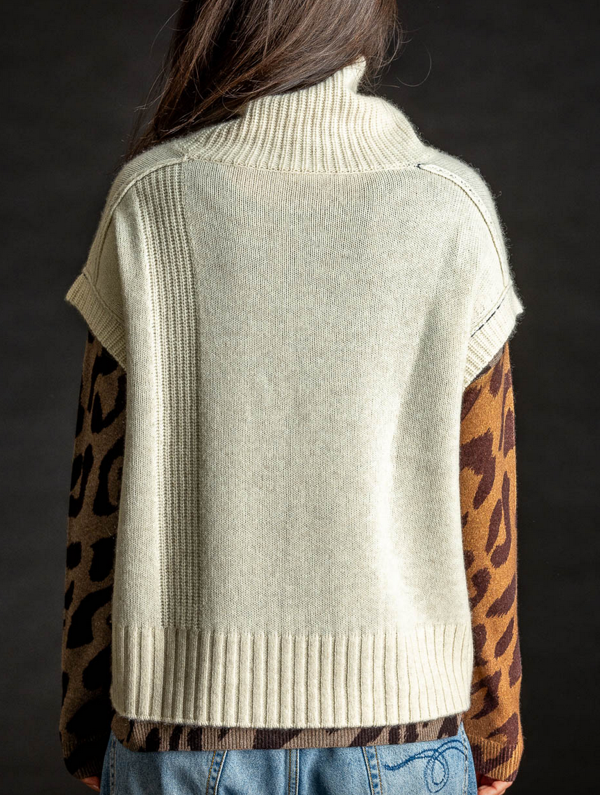 mock pullover cashmere vest natural