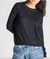 long sleeve relaxed crewneck sweater worsted cashmere black