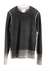 Reversible printed crew in worsted cashmere off black