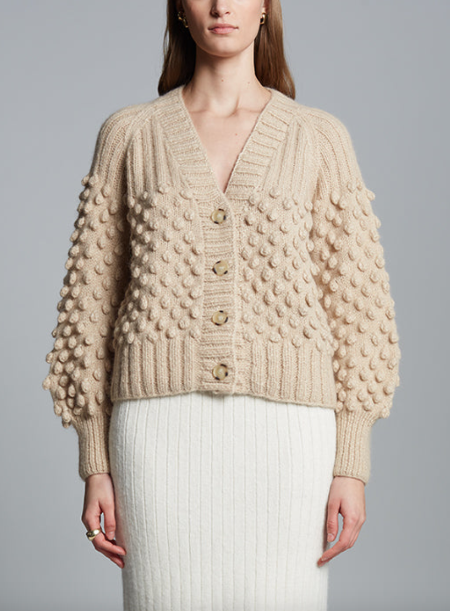sage cardi pale camel