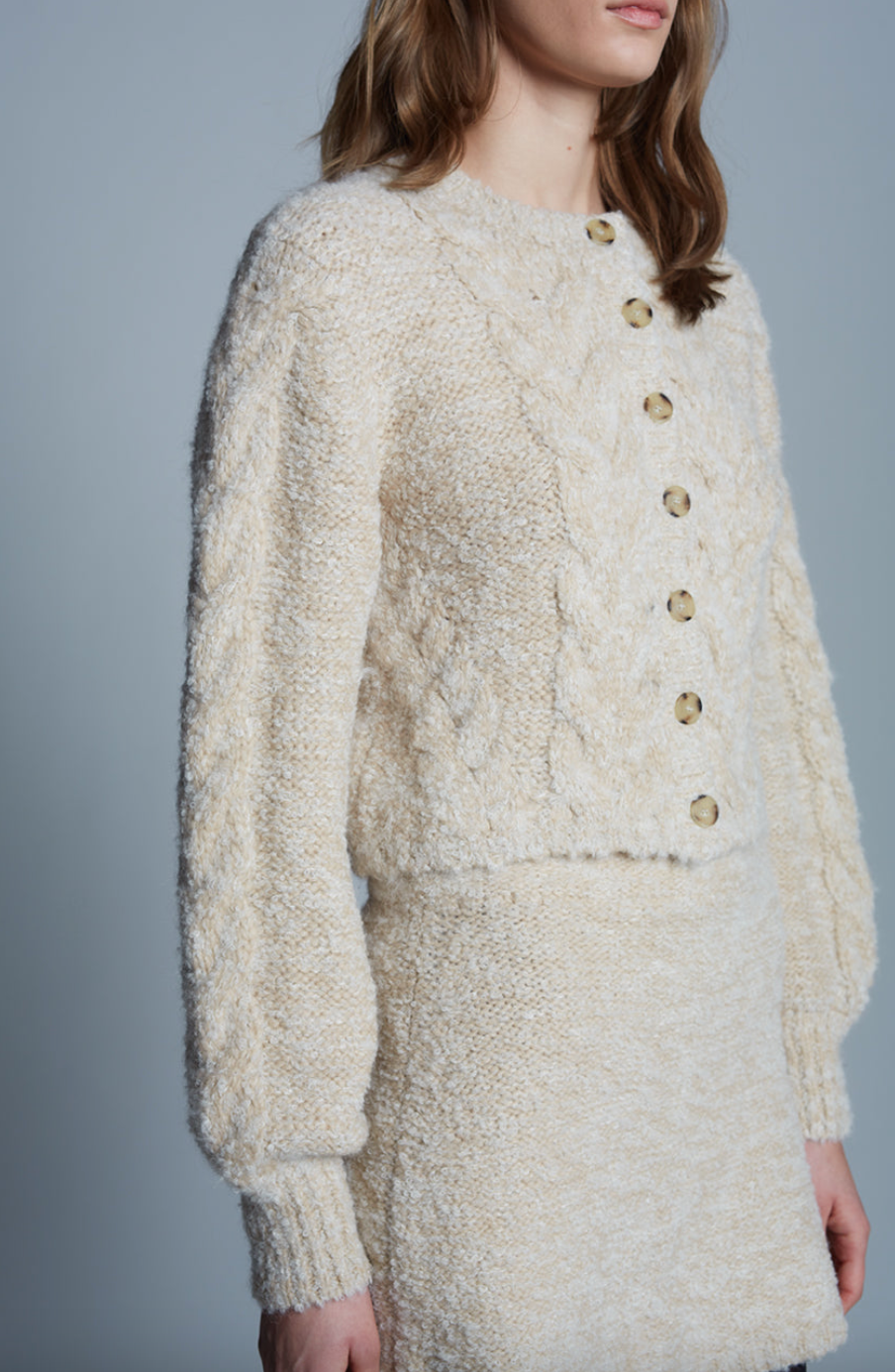 skylar cardi pale camel / ivory tweed