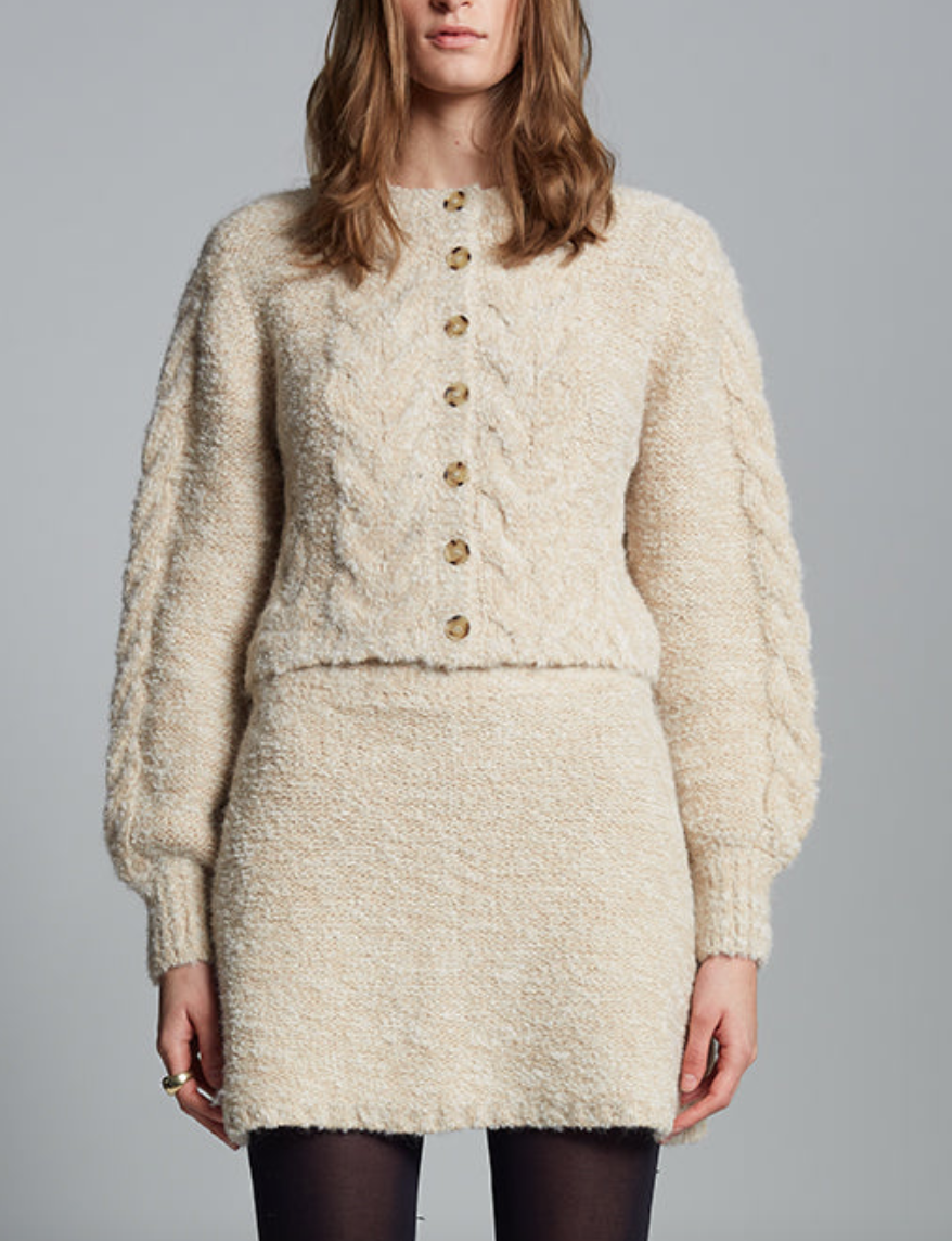 skylar cardi pale camel / ivory tweed