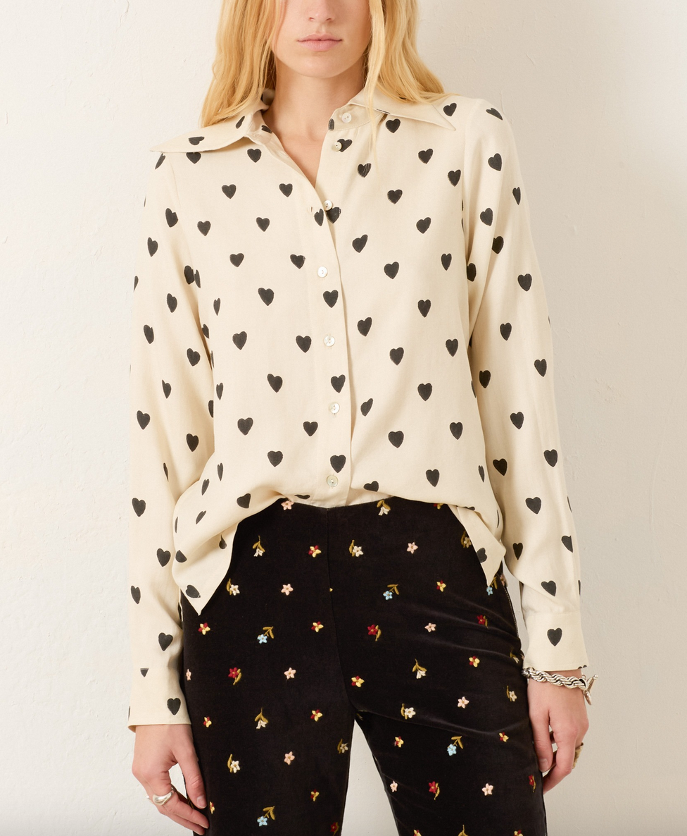 Dolly onyx heart shirt white