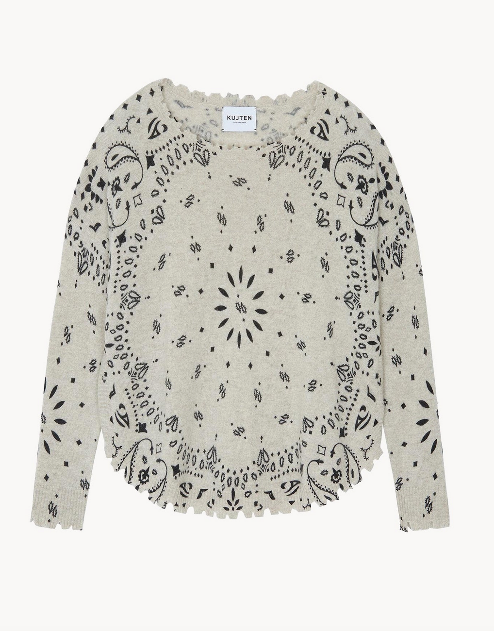 mela cashmere sweater bandana avoine oats white