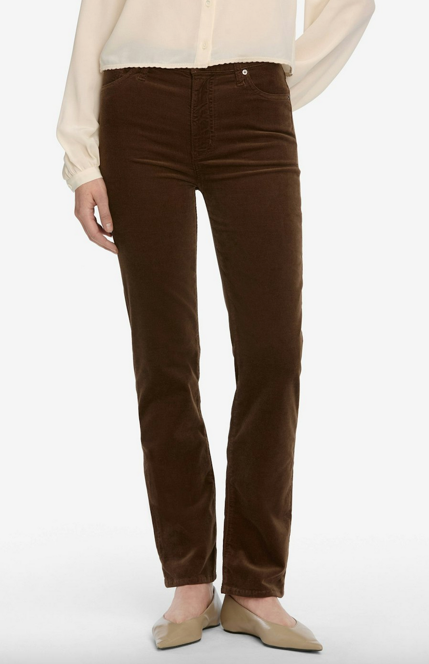 le sleek straight corduroy in bitter chocolate