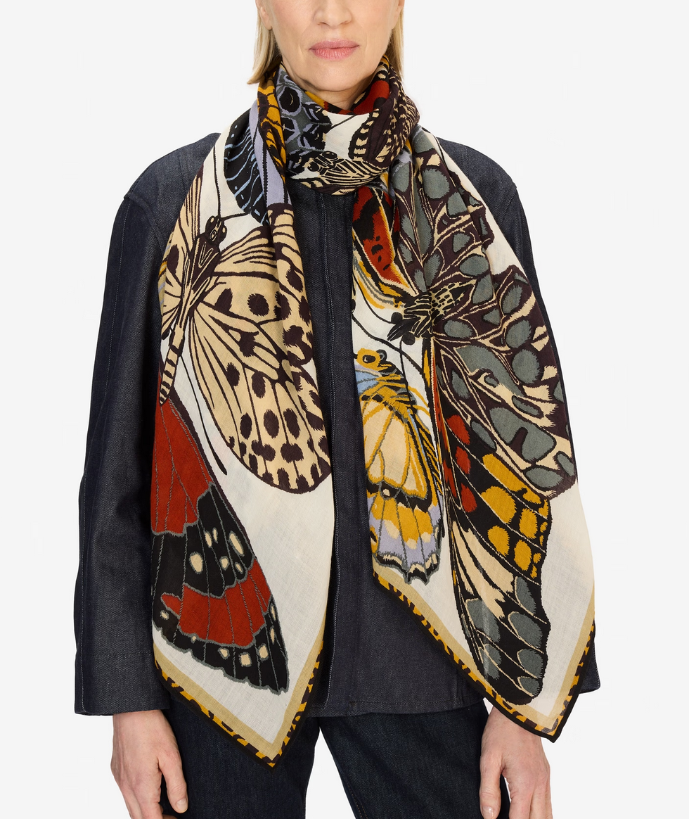 scarf 70 papillons white