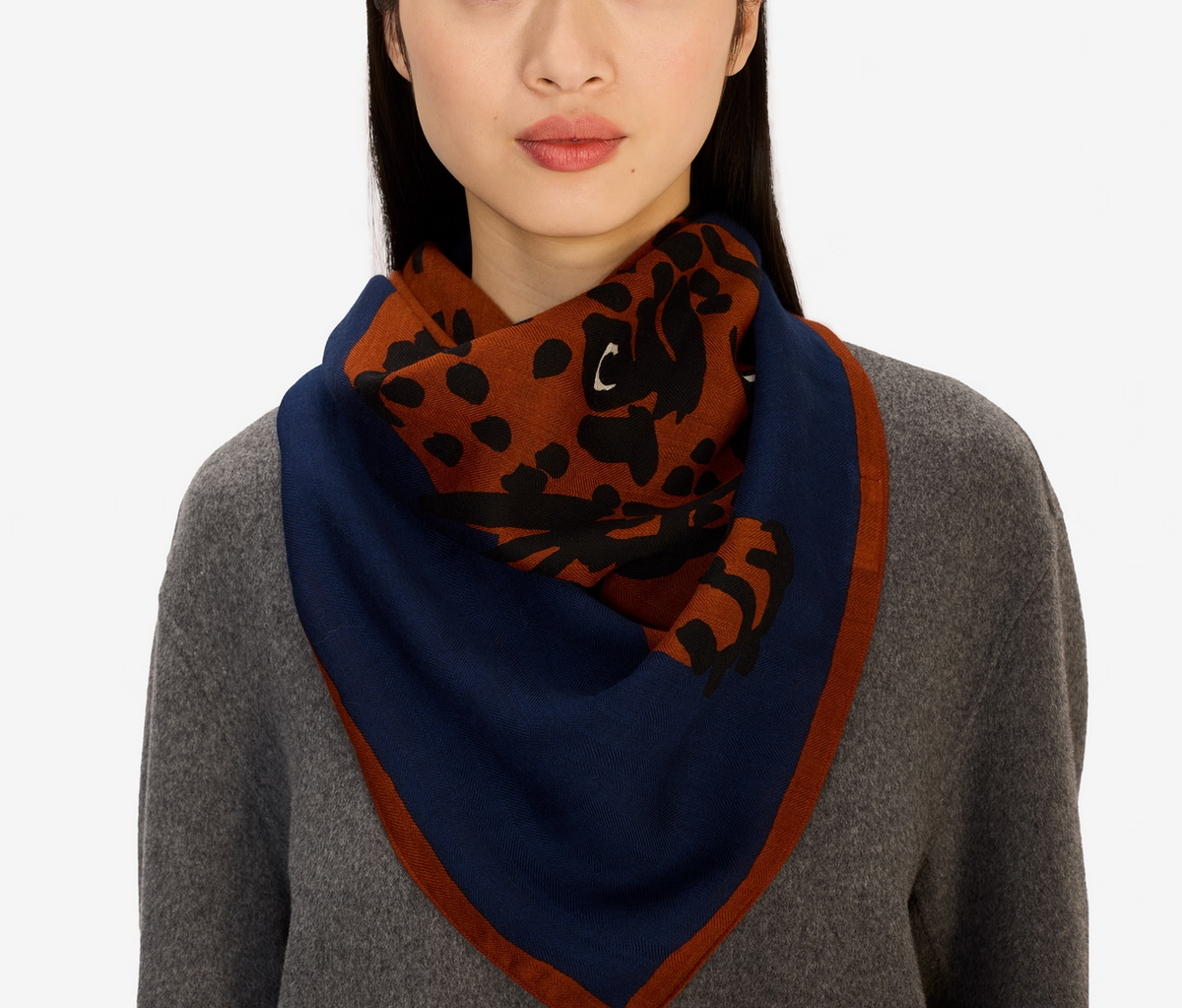 square scarf 100 feline blue