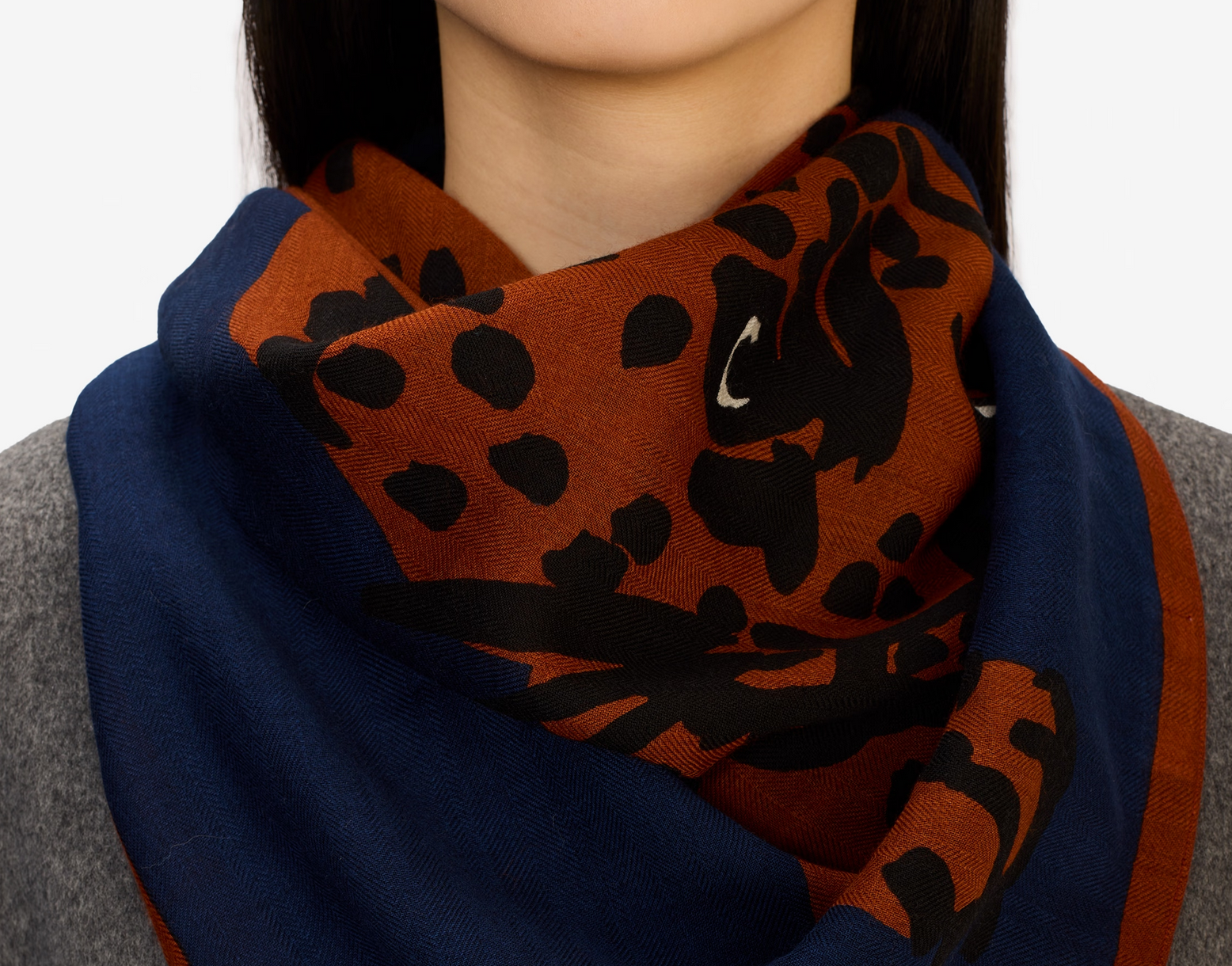 square scarf 100 feline blue