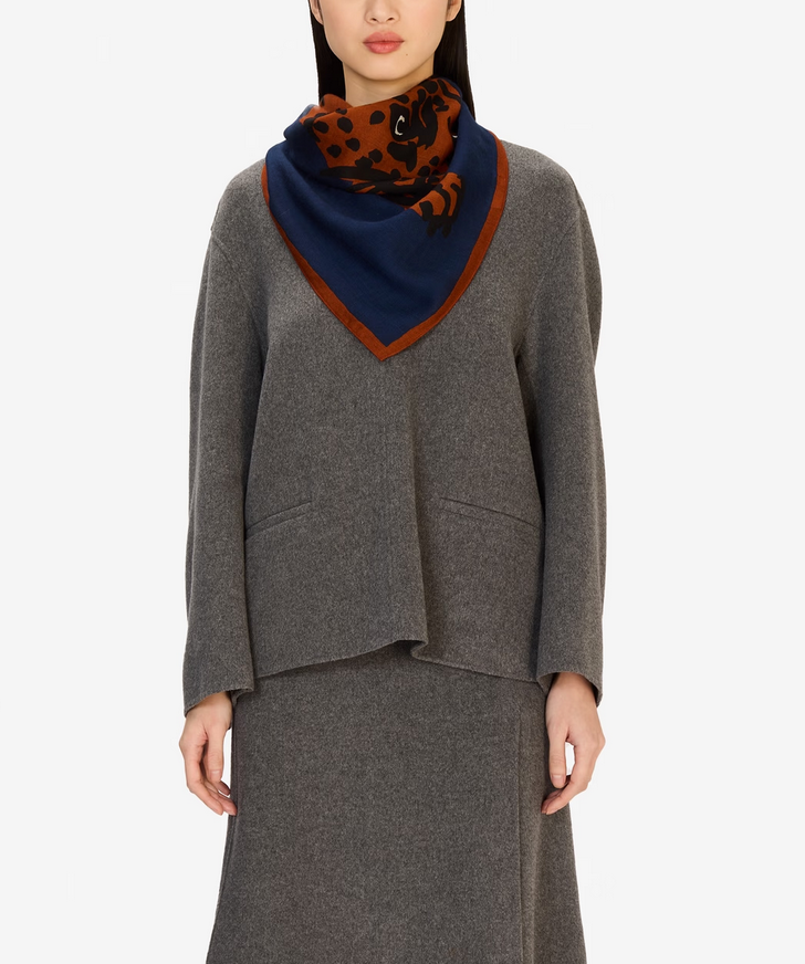 square scarf 100 feline blue