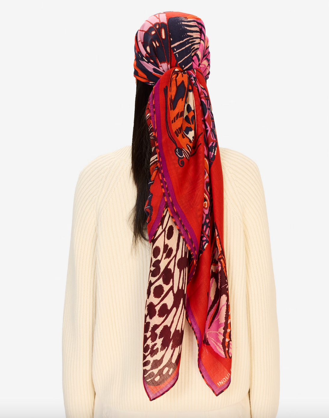 square scarf 130 papillons red