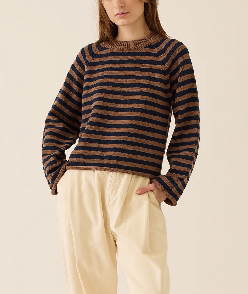 Andi stripe cotton sweater mocha / navy