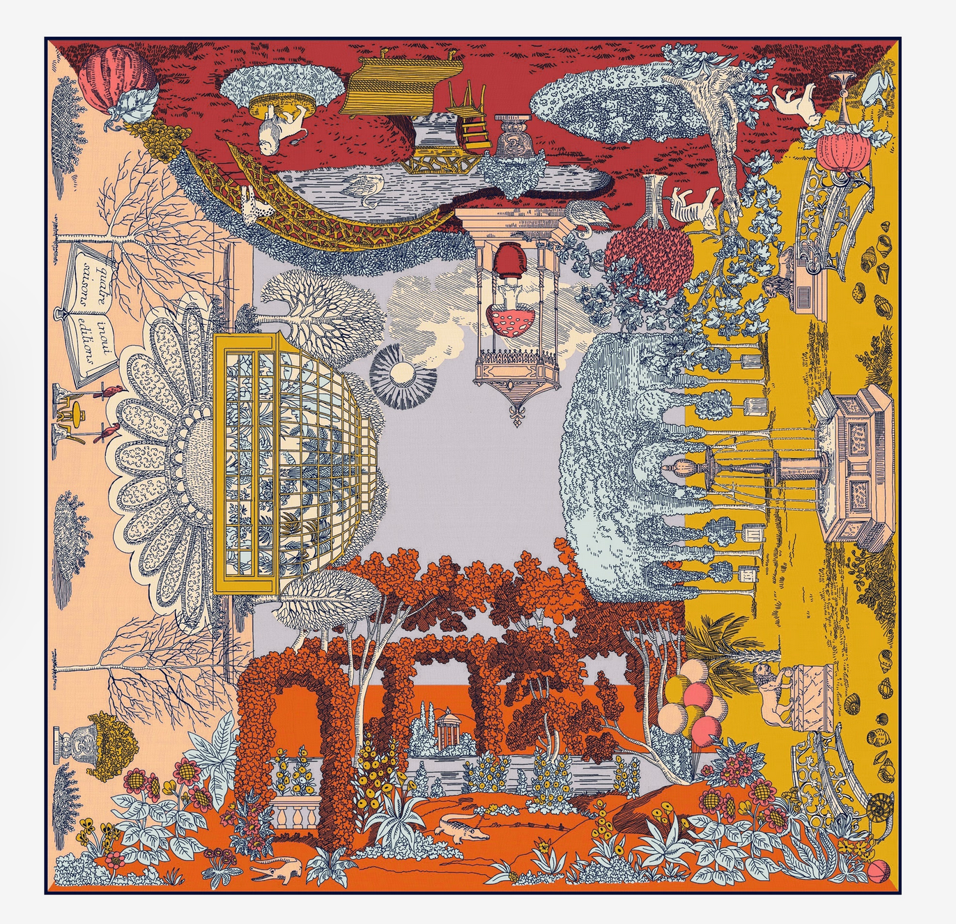 square scarf 100 Quatre saisons autumn