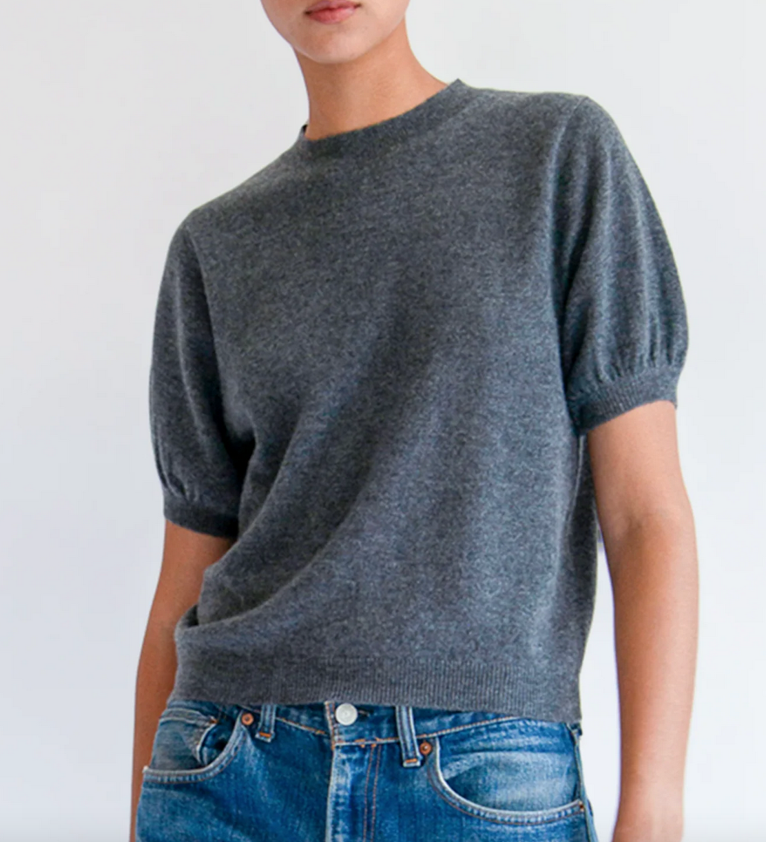 Tilda cashmere top dark heather grey