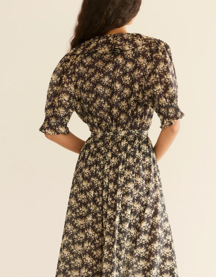 Henri top noir rosier floral