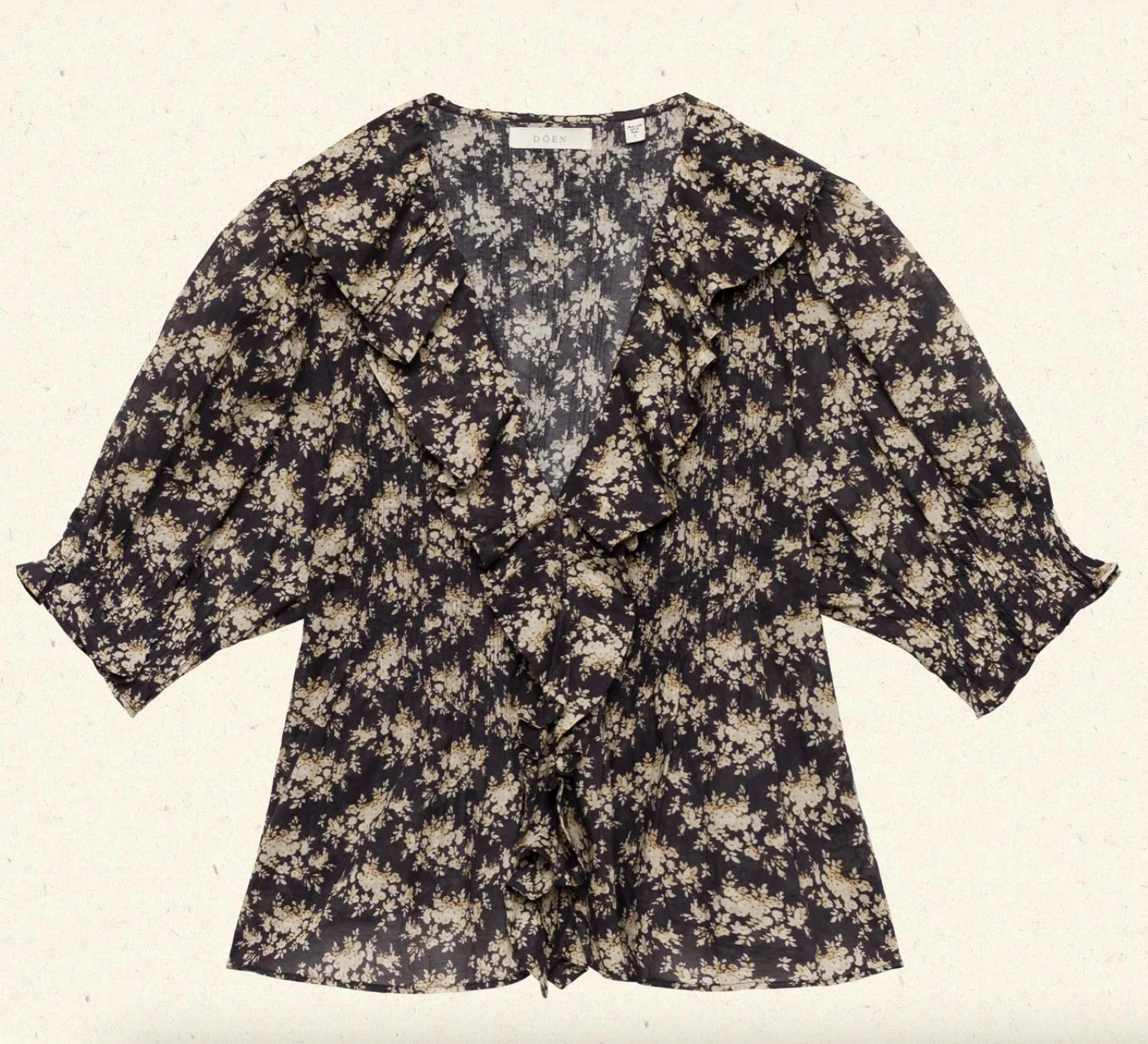 Henri top noir rosier floral