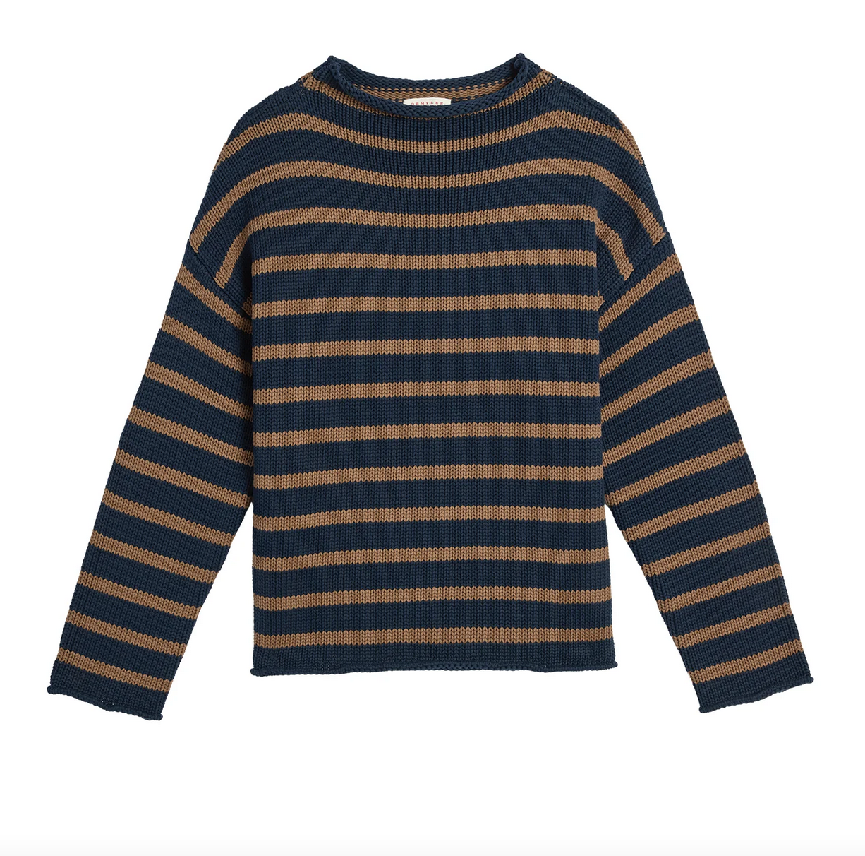 lamis stripe cotton sweater navy mocha