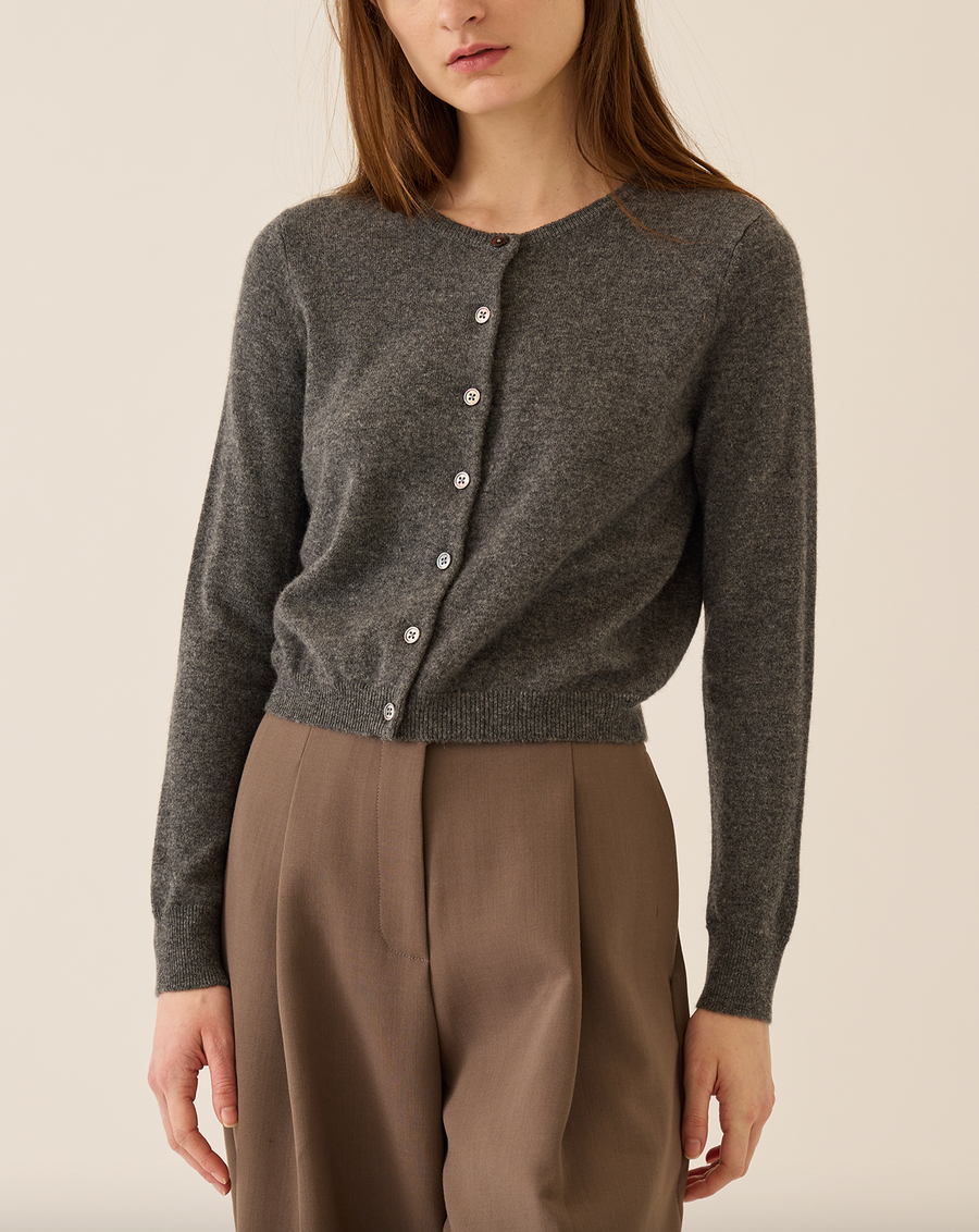 Ava cashmere cardigan dark heather grey