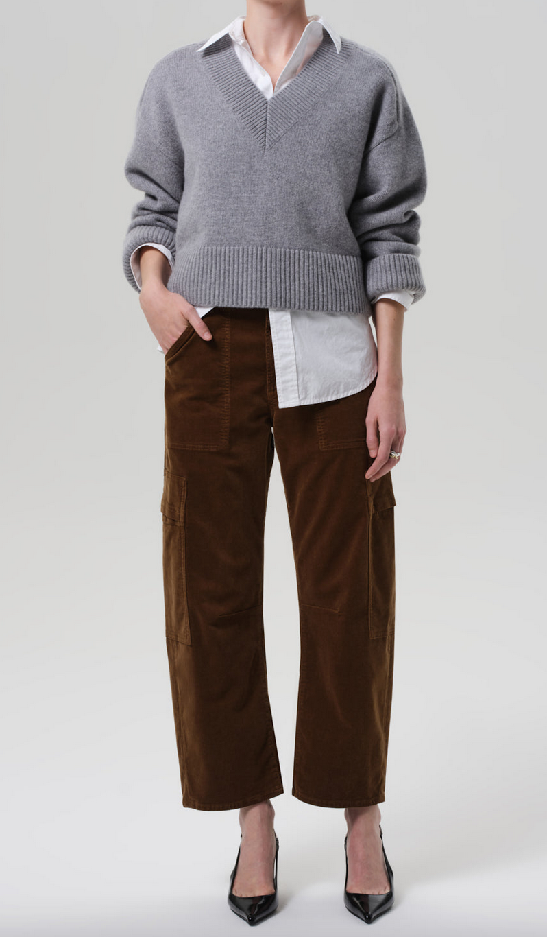 marcelle low slung easy cargo corduroy manuka