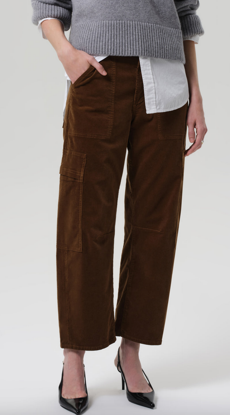 marcelle low slung easy cargo corduroy manuka
