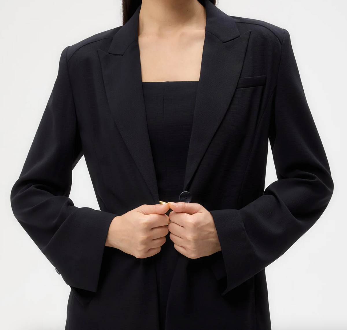 midnight boy blazer in drapey wool crepe