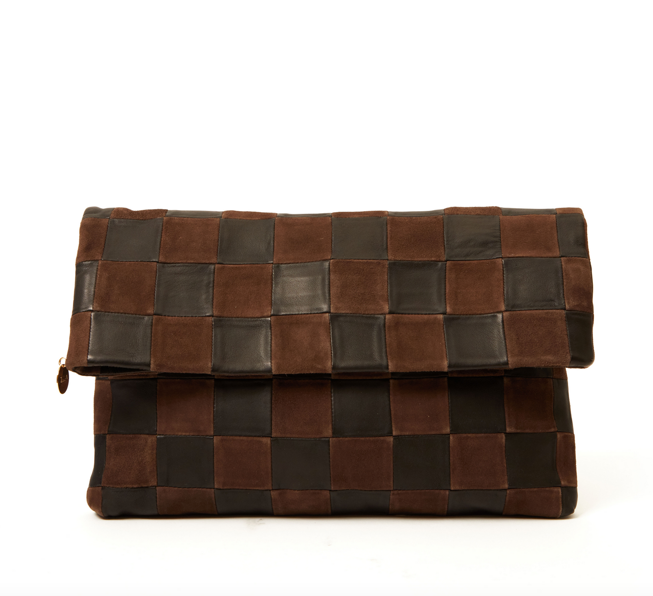 Carryall clutch with tabs black/ chocolate oversized checker