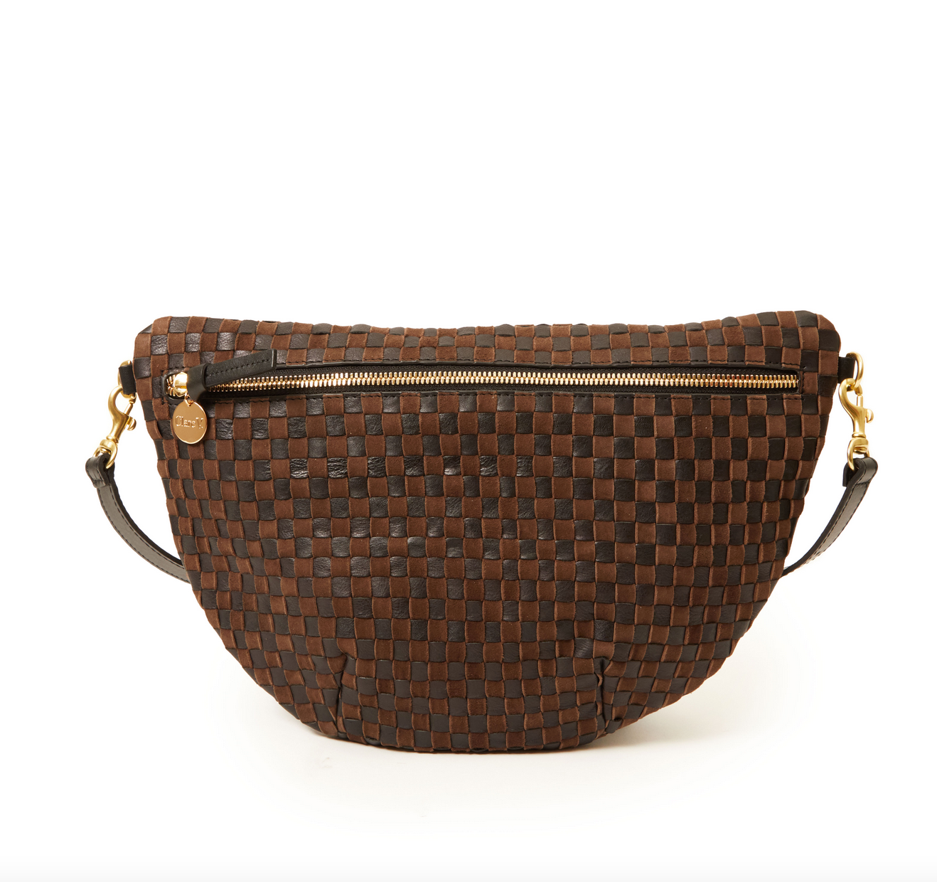 grande fanny leather a suede woven checker black / chocolate
