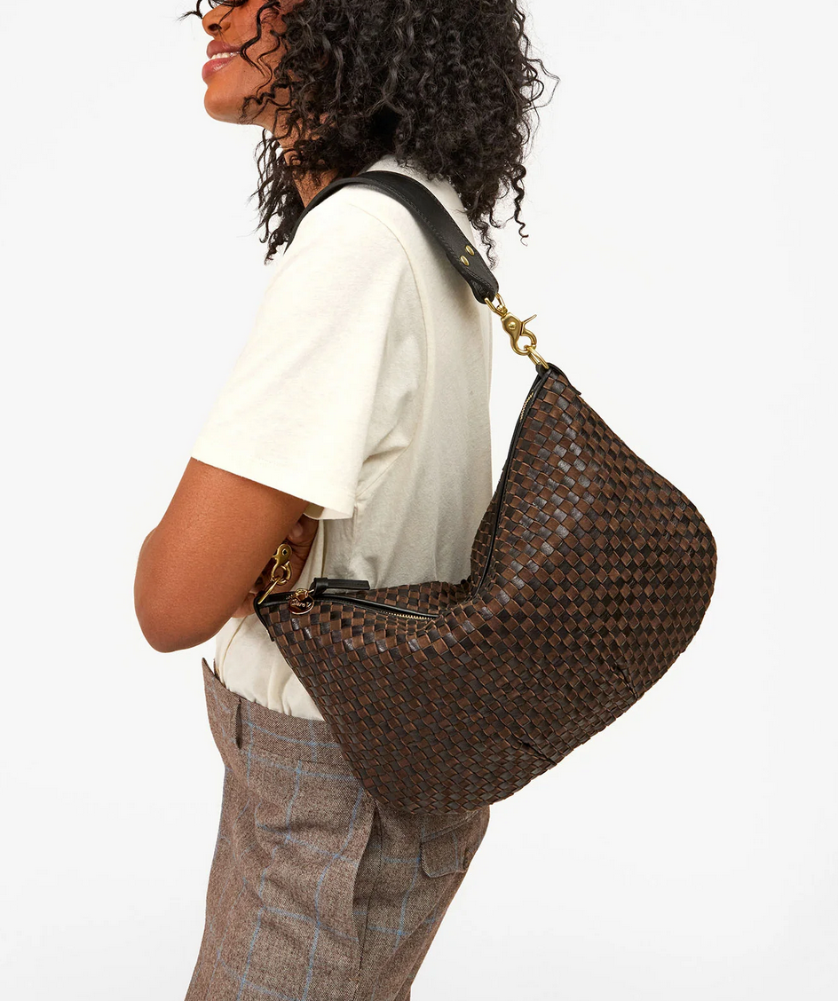 moyen messenger black / chocolate woven checker