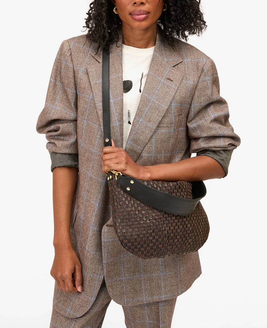 moyen messenger black / chocolate woven checker