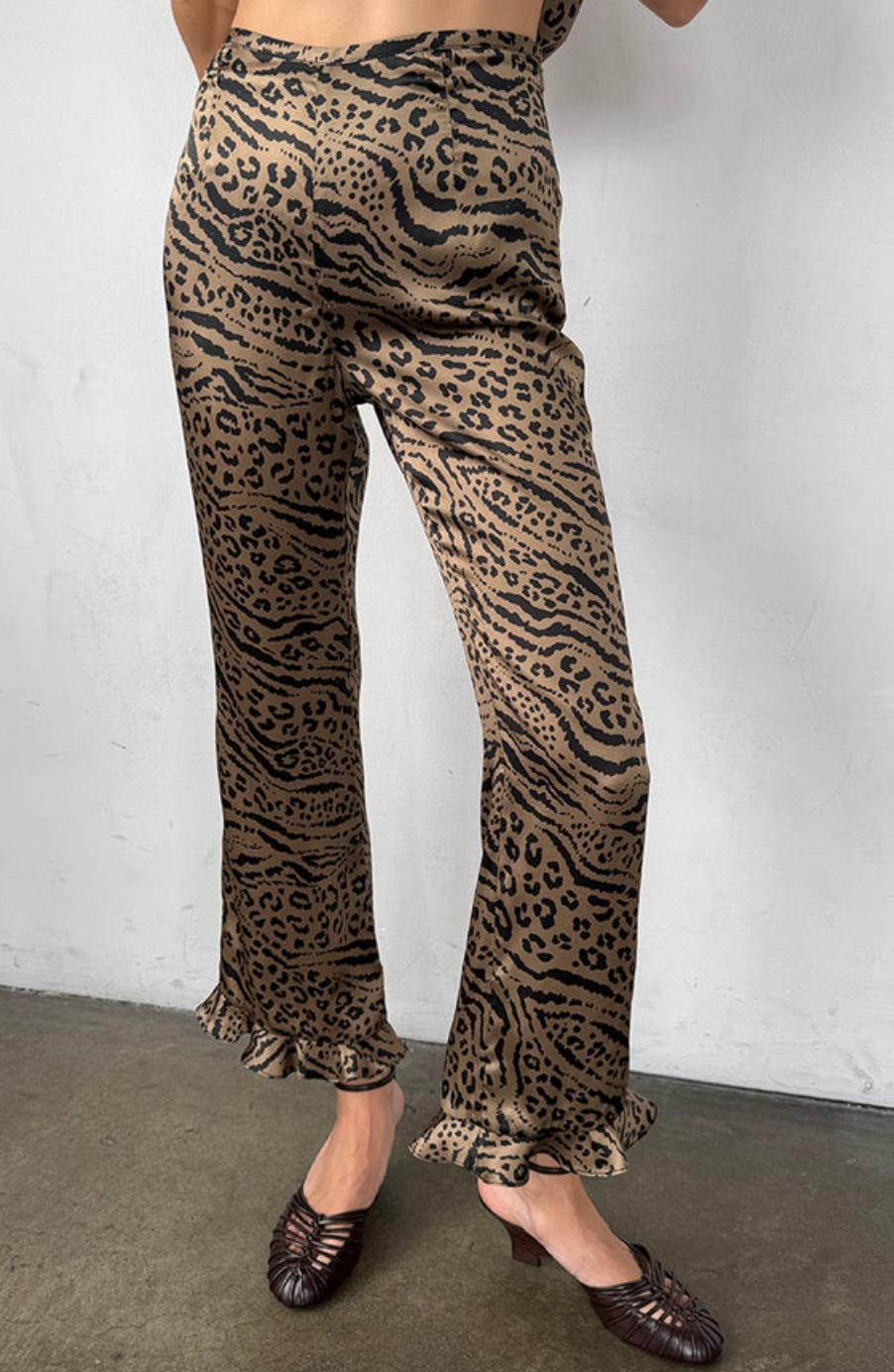 kaja pant leopard print silk charmeuse