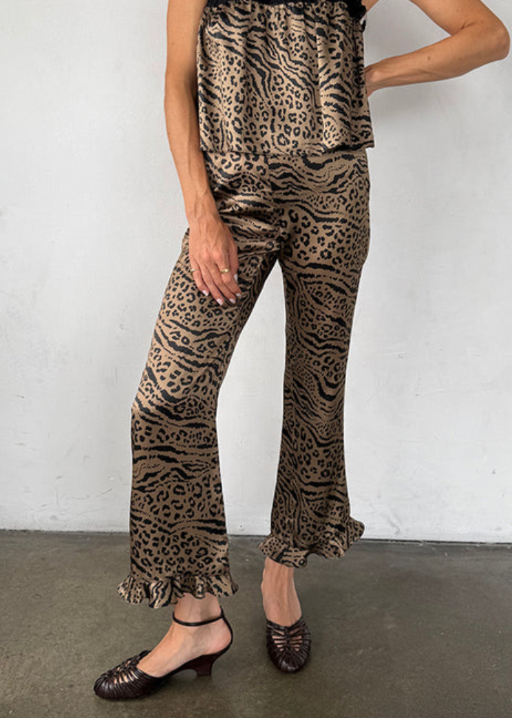 kaja pant leopard print silk charmeuse