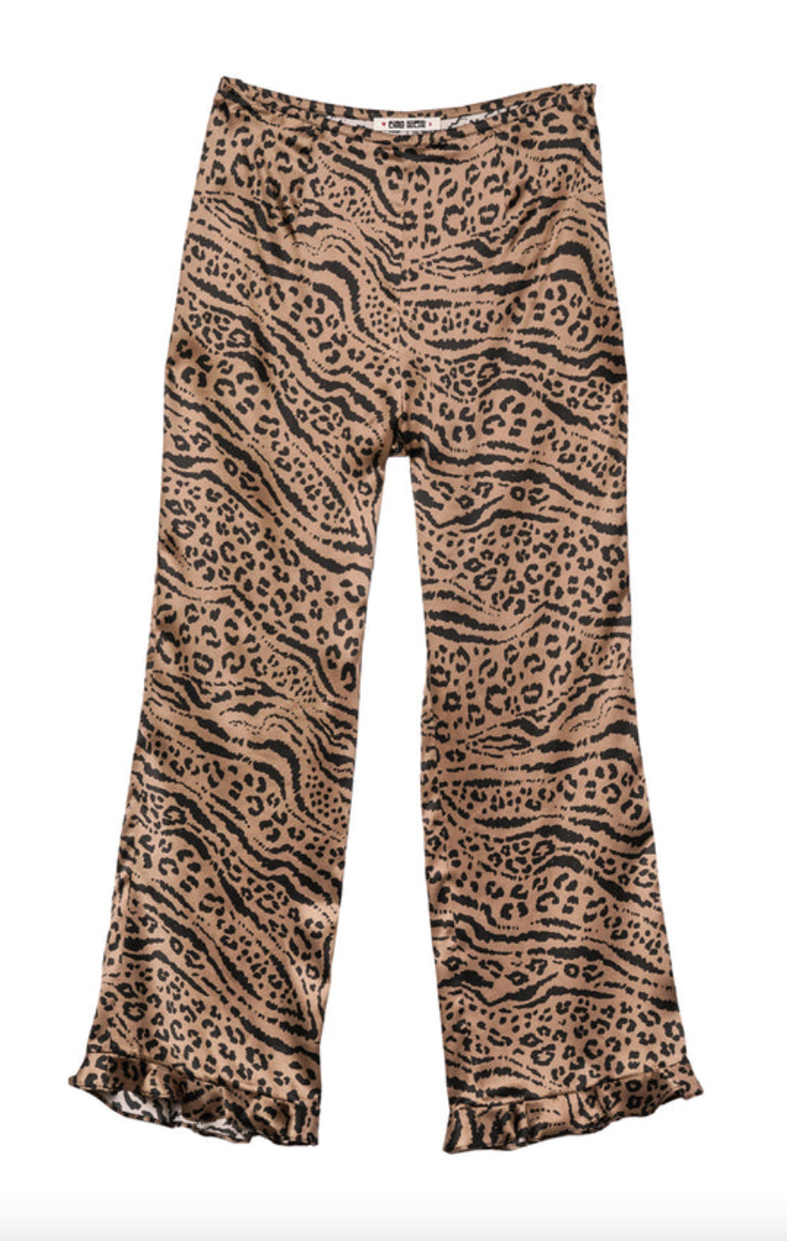 kaja pant leopard print silk charmeuse