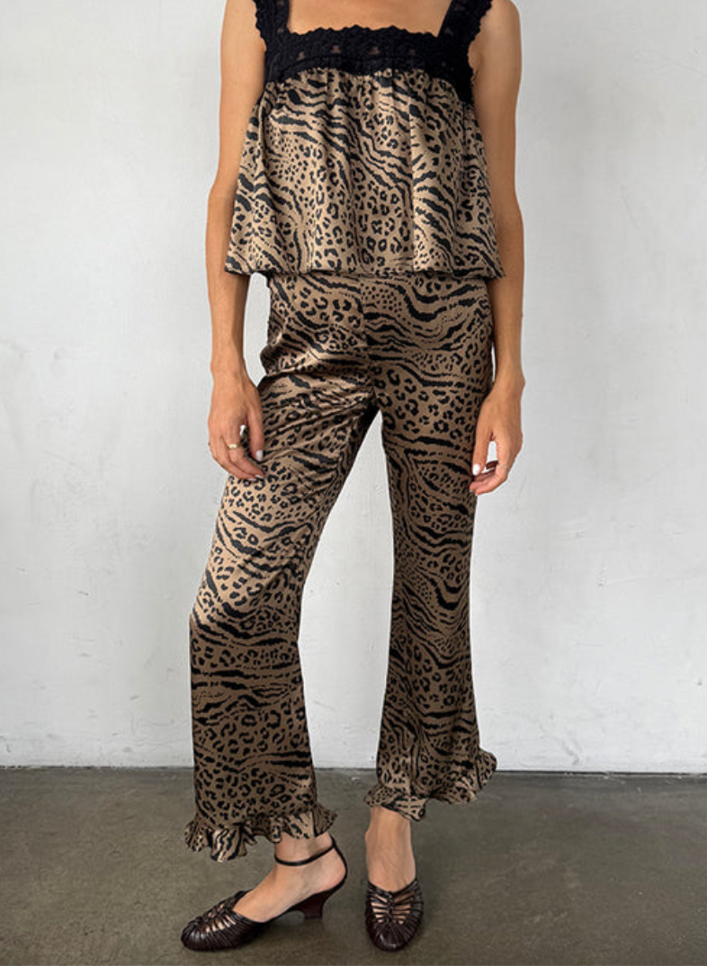 kaja pant leopard print silk charmeuse