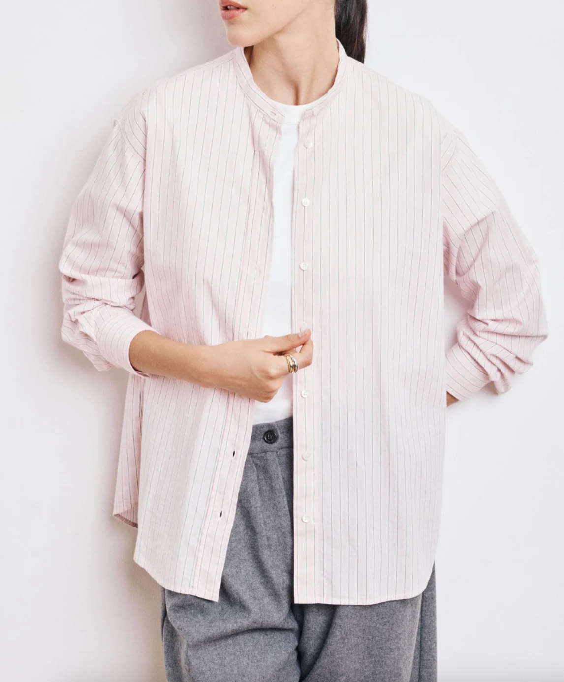 Cristal pink striped cotton poplin shirt