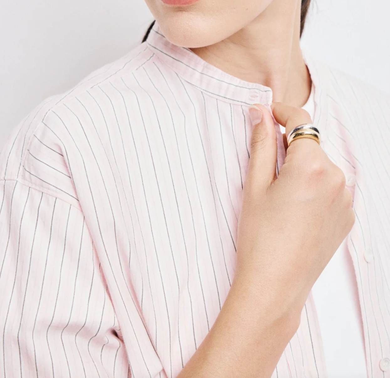 Cristal pink striped cotton poplin shirt