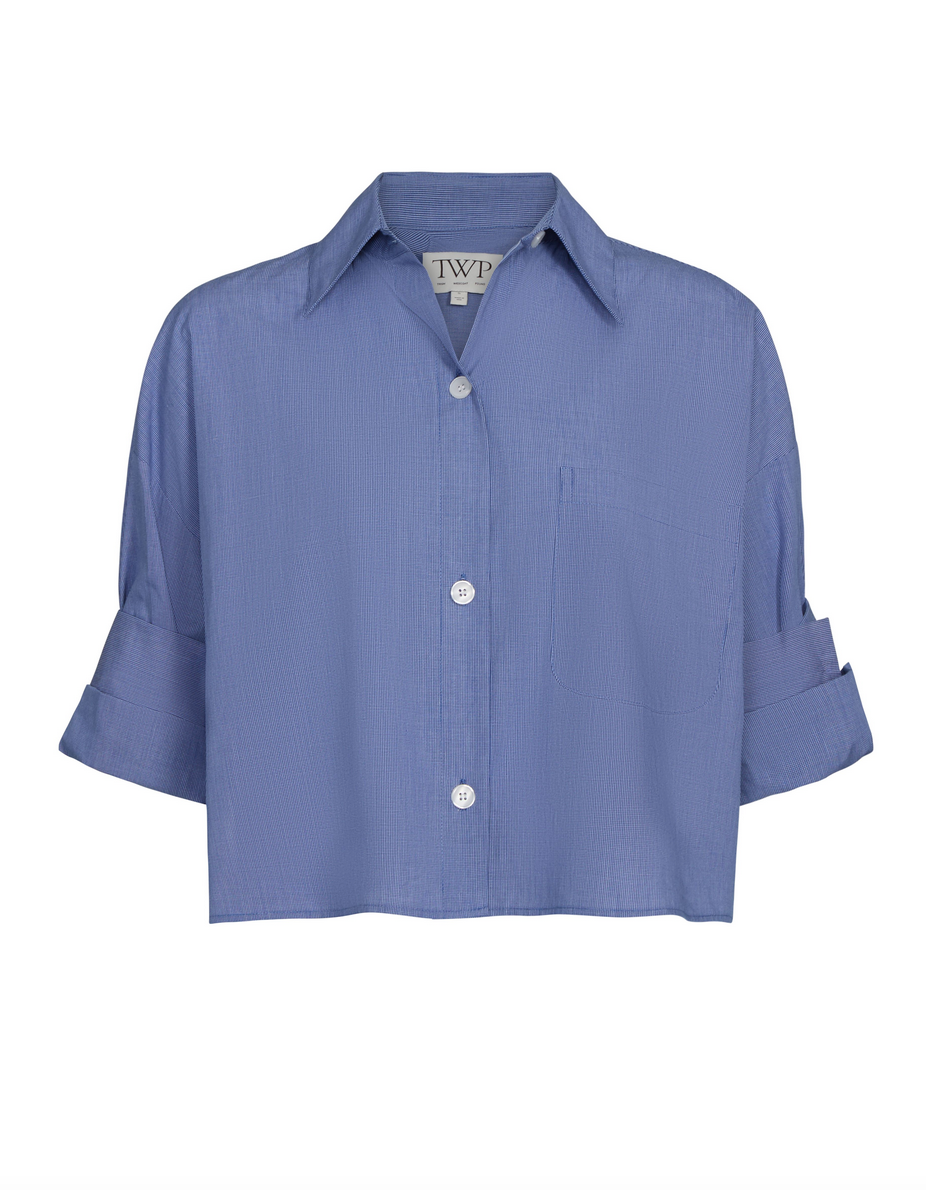 white/navy micro windowpain check cotton Next ex