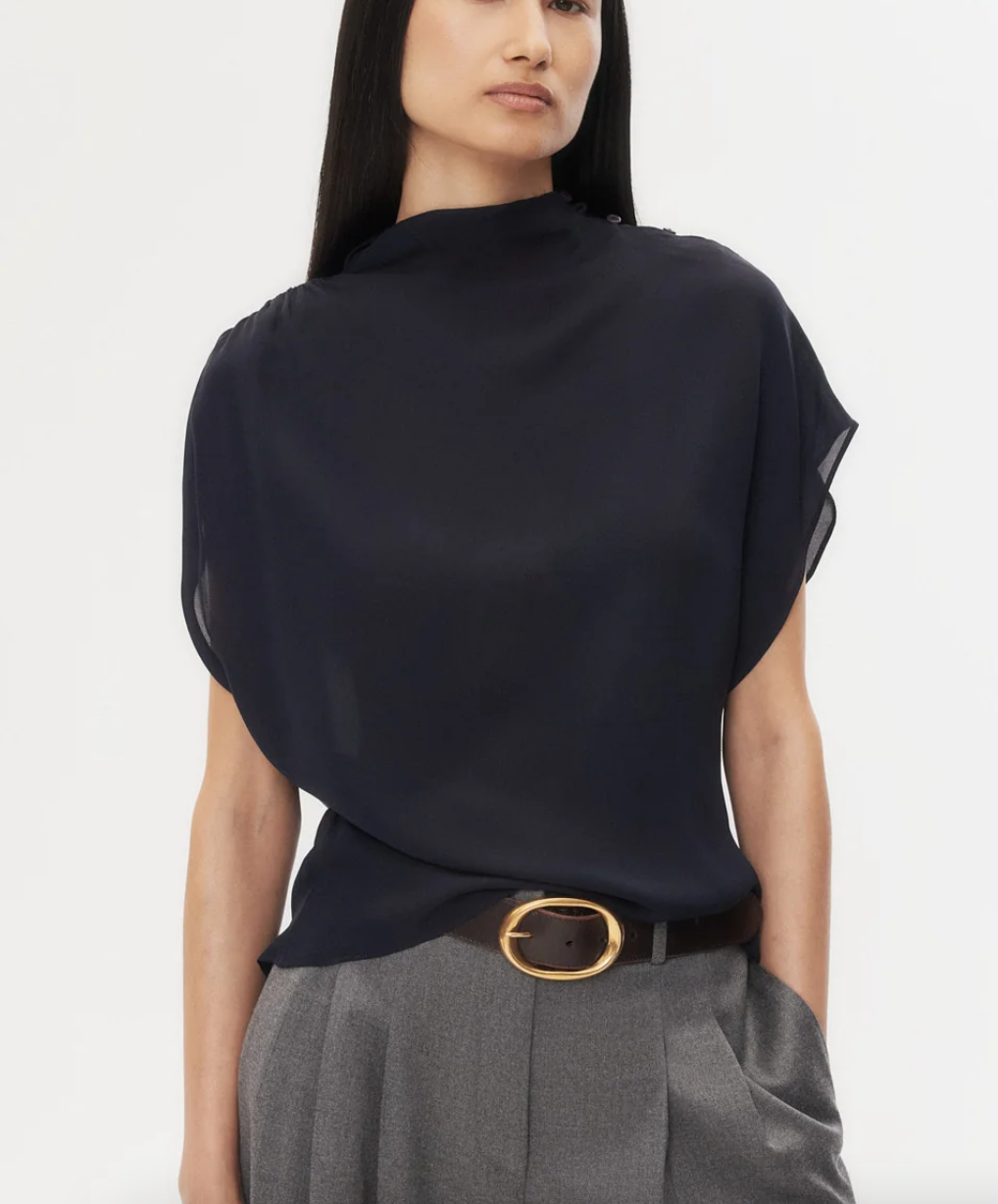 wish you would top silk georgette midnight