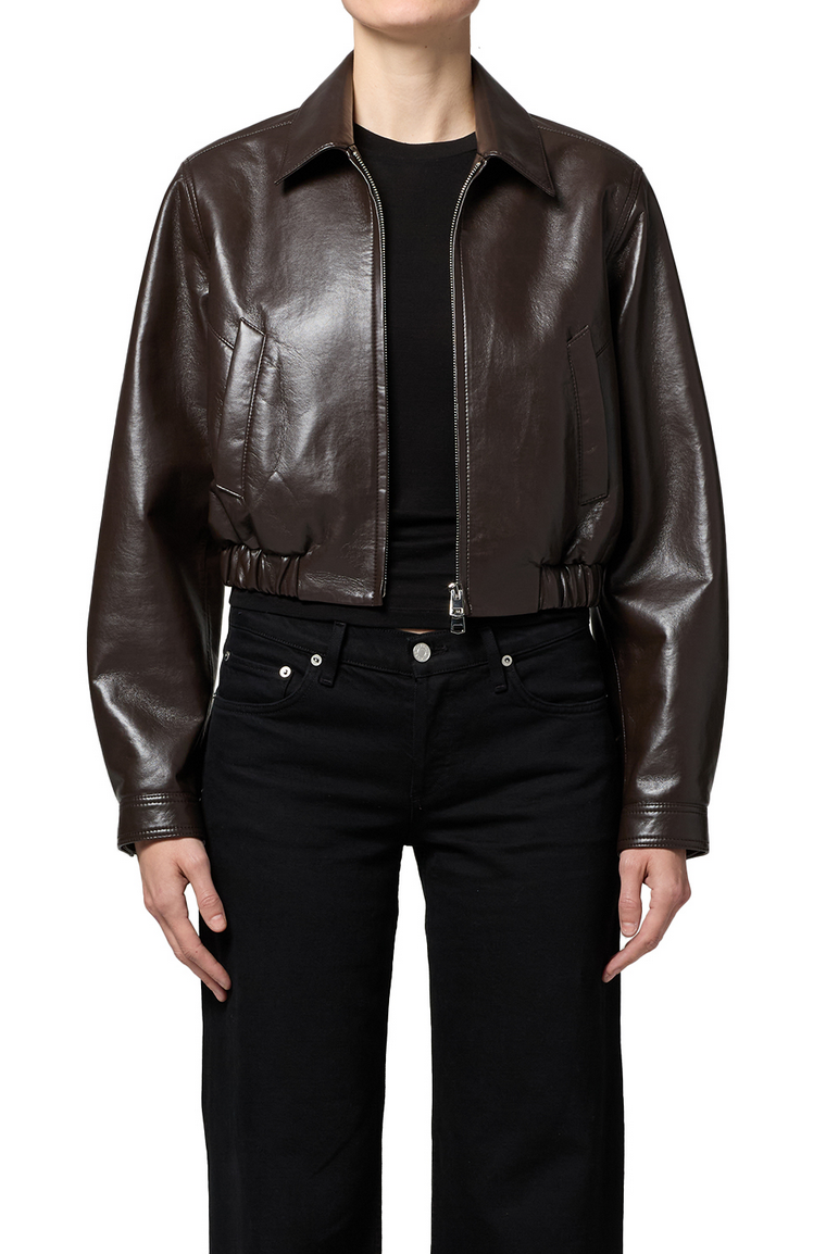 Essie recycled cropped jacket chocolate brown