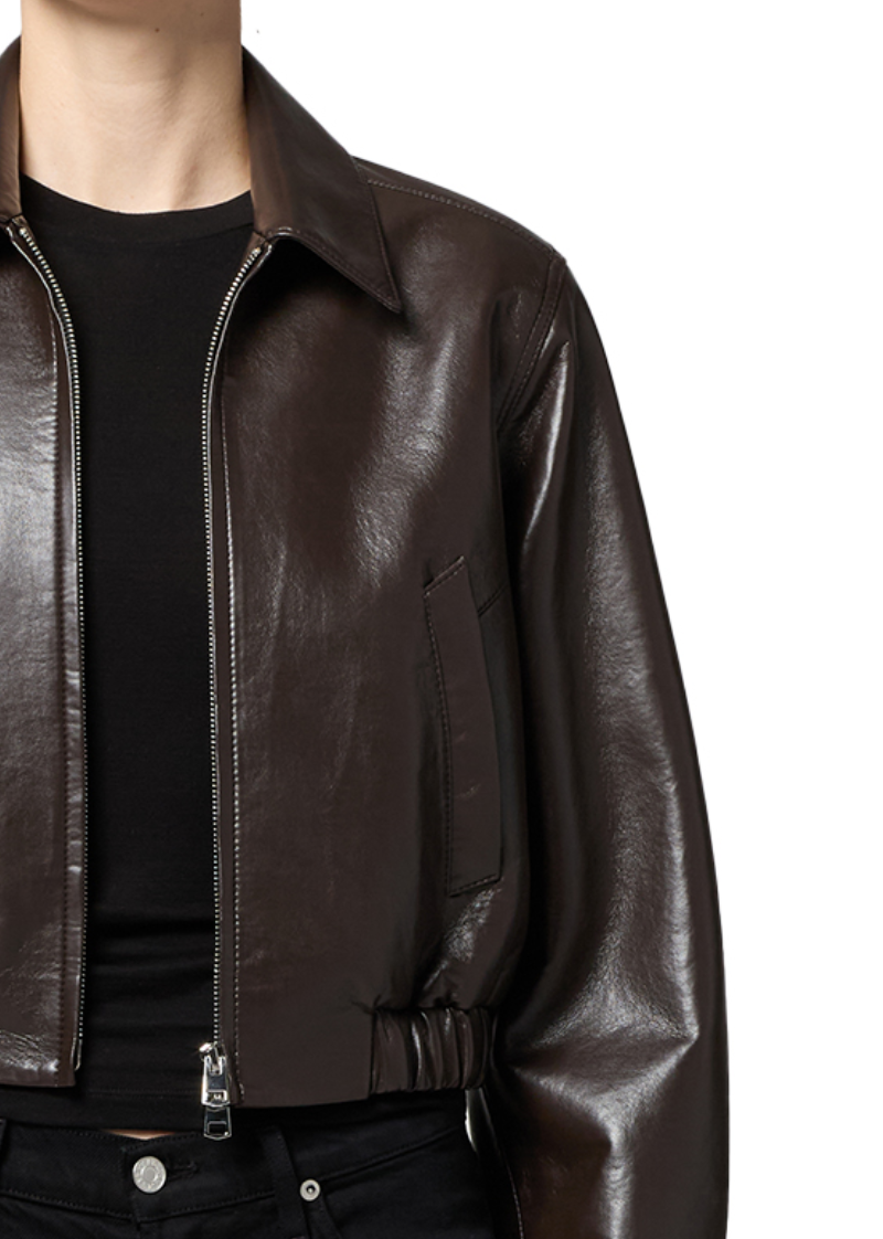 Essie recycled cropped jacket chocolate brown