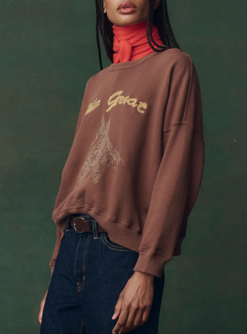 the teammate sweatshirt umber with horse embroidery