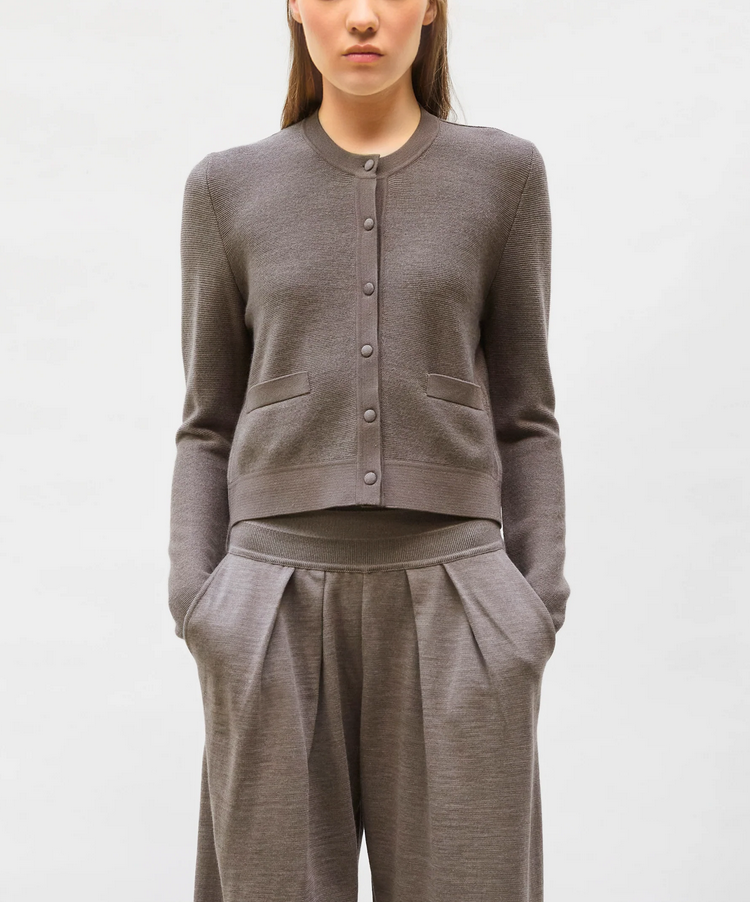 Dream garter stitch cardigan chestnut